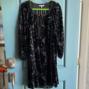 Gibson Black Brocade Long Sleeve Dress